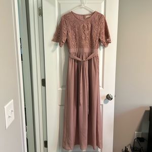 Bohme Mauve Lace Lined Modest Maxi Formal Dress S NWT